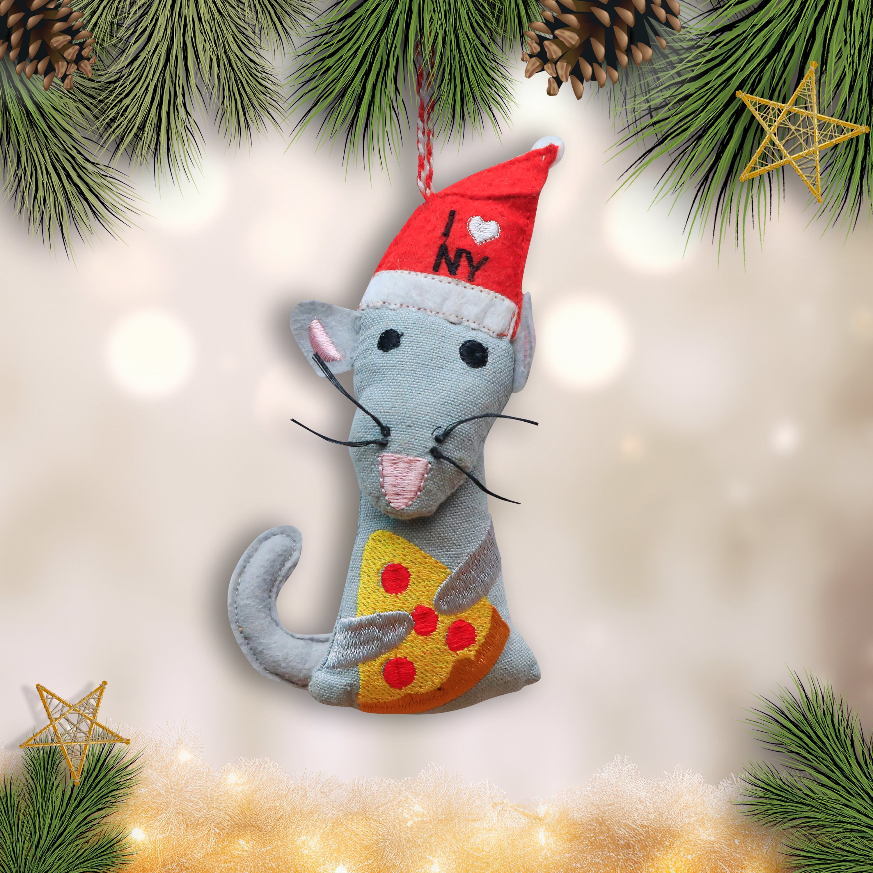Organic Cotton Ornament - NYC Pizza Rat - Etsy