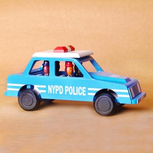 Mr. Ellie Pooh Handmade Wooden Police Car with Driver and Passengers