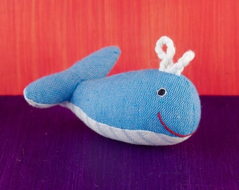 Whale Mini-Doll: Handcrafted Cotton Stocking Stuffer by Mr. Ellie Pooh