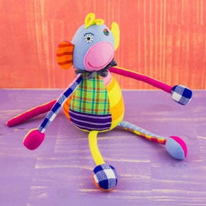 Mr. Ellie Pooh Patchwork Monkey - Handcrafted Cotton Stuffed Doll
