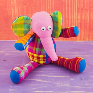 Artisan-Crafted Fabric Cotton Patchwork Elephant Doll - Perfect Baby Gift