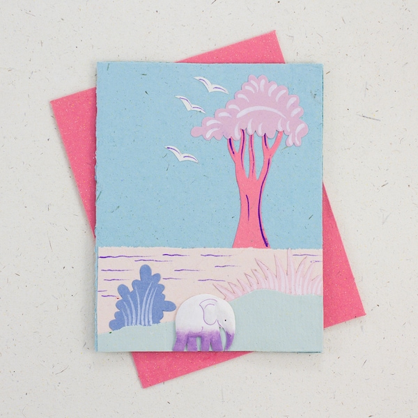 Elegance in Blue: Robin's Egg Blue Elephant Dung Paper Greeting Card