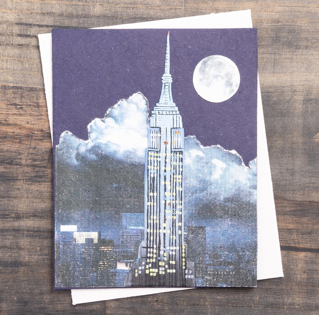 Charming Empire State Night Greeting Card - Handmade With Sustainable ...