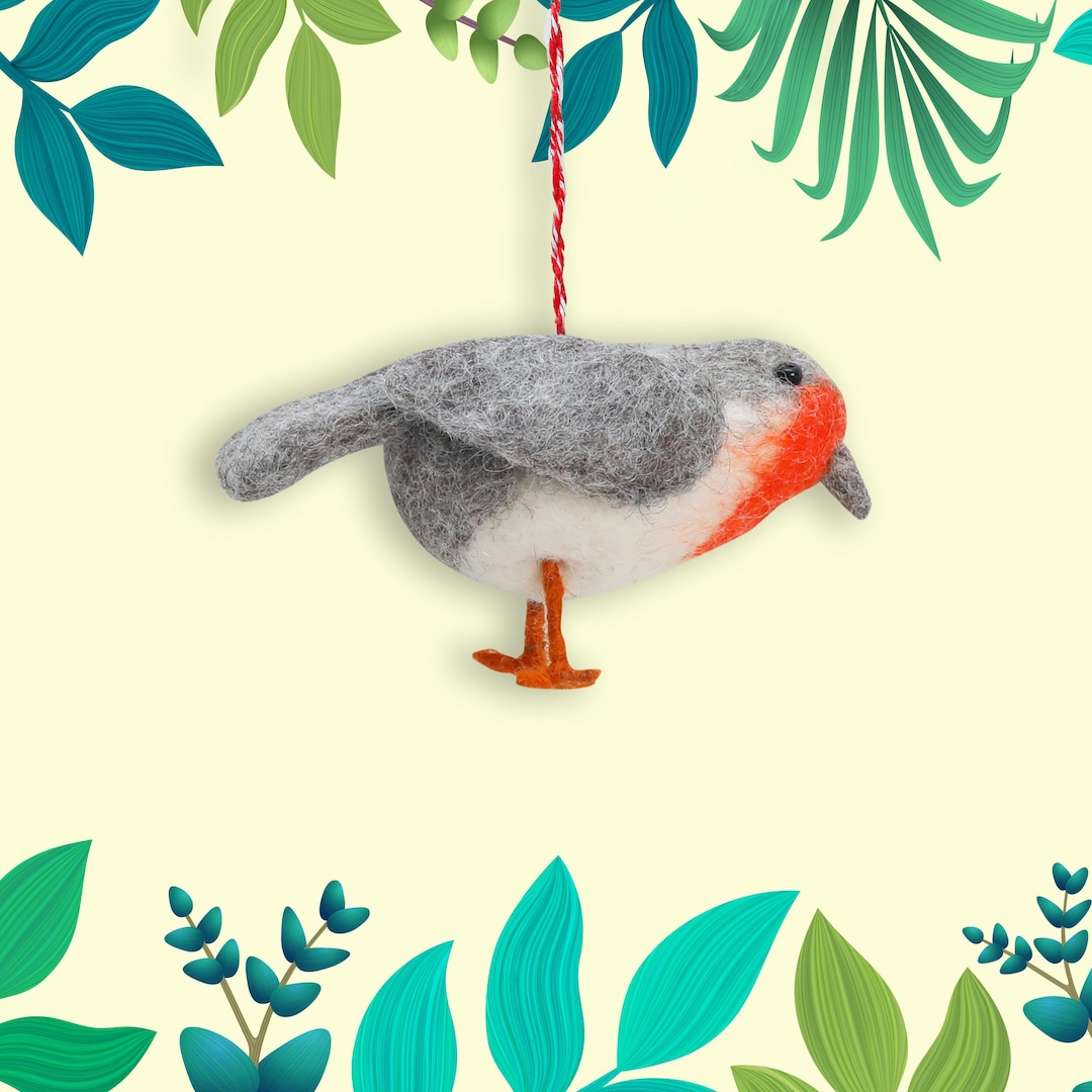 Felt Ornament Grey Bird Etsy