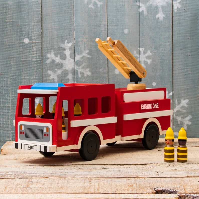 Artisan-Made Engine One Fire Truck and Firefighters Mr. Ellie Pooh Collection image 1