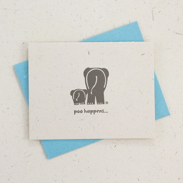 Set of 'Poo Happens...!' Greeting Cards - Handcrafted Elephant Dung Paper