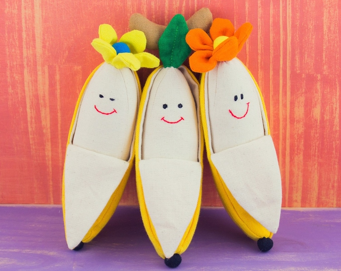 Handmade Banana Rattle - Cotton Fabric Baby Toy Gift