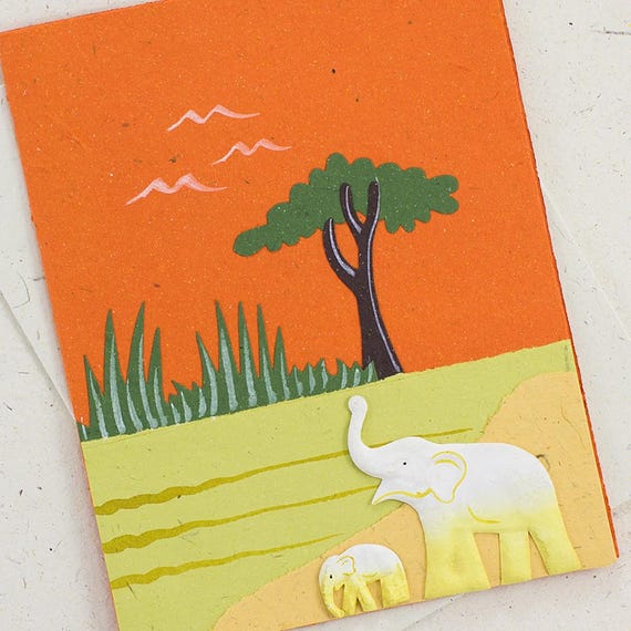 Mr. Ellie Pooh Poo Paper Orange Elephant Single Greeting Card (290-855301003102)