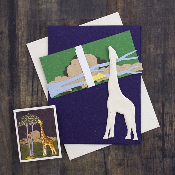 Handmade Giraffe Design Do-It-Yourself Card Kit | Sustainable Elephant Dung Paper Crafting