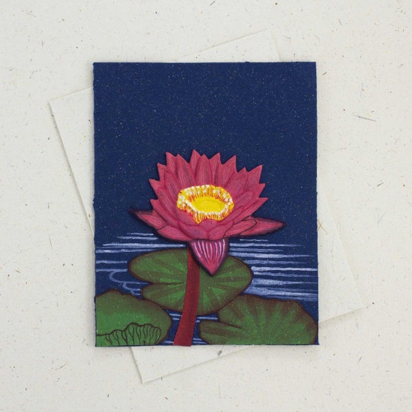 Handcrafted Elephant Dung Paper Lotus Flower Greeting Card by Mr. Ellie Pooh