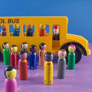 Mr. Ellie Pooh "Wheels on the Bus" Handmade Wooden School Bus with Children