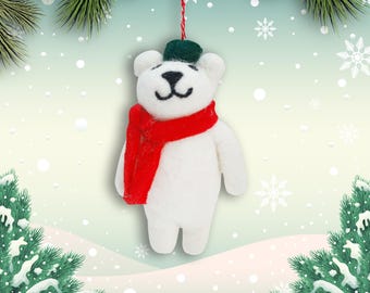Felt Ornament - Tuft Polar Bear Long