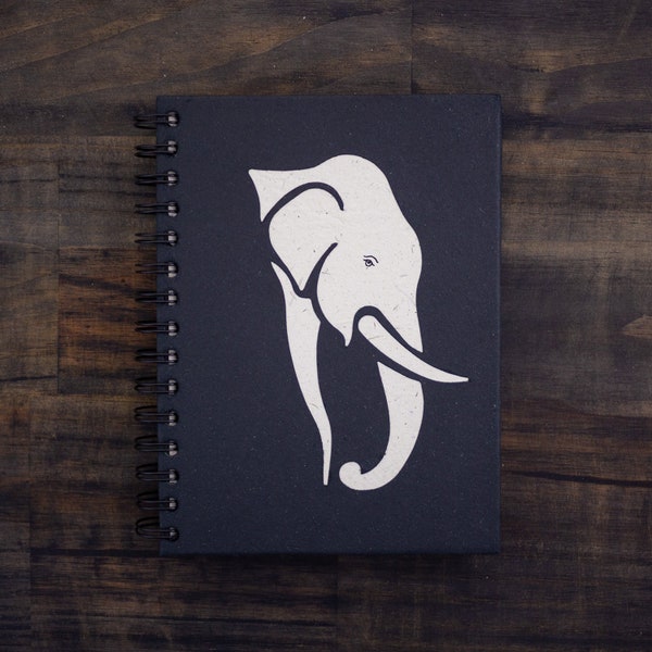 Elephant Tusker Profile Large Notebook - Crafted with Elephant Dung Paper by Mr. Ellie Pooh