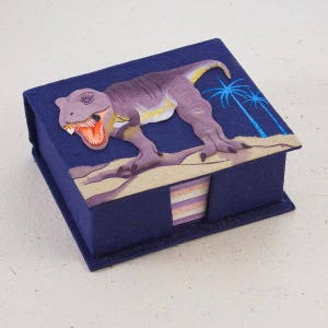 Dino Delight: Mr. Ellie Pooh's T-Rex Blue Note Box with Eco-Friendly Notes