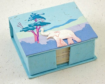 Mr. Ellie Pooh's Eco-Conscious Robin's Egg Blue Elephant Dung Paper Note Box - Notes Included