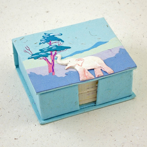 Mr. Ellie Pooh's Eco-Conscious Robin's Egg Blue Elephant Dung Paper Note Box - Notes Included