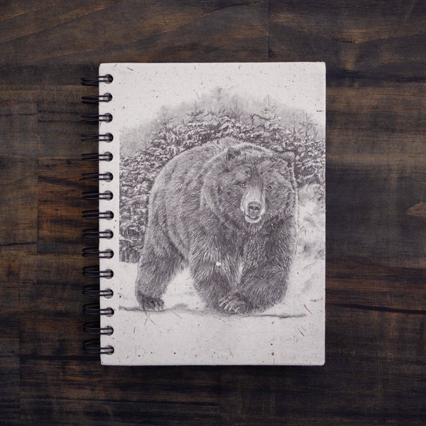 Mr. Ellie Pooh Artistry: Grizzly Bear Sketch Large Notebook - Elephant Dung Paper Wildlife Wonder