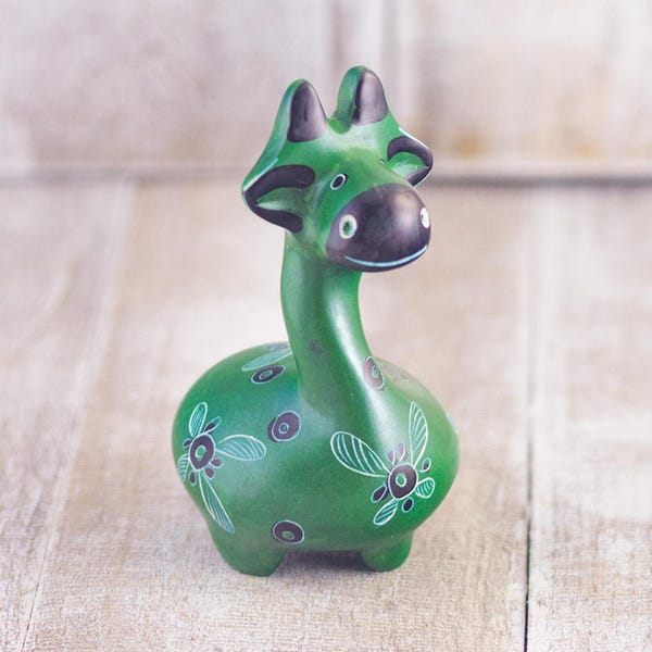 Wild Elegance: Mr. Ellie Pooh Hand Carved Soapstone Moose Green Figurine Paperweight Desk Buddy