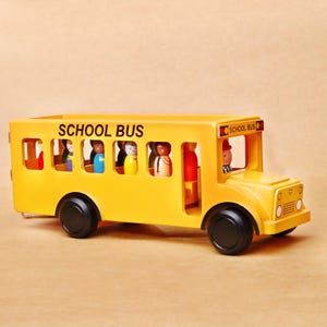 Mr. Ellie Pooh &quot;Wheels on the Bus&quot; Handmade Wooden School Bus with Children