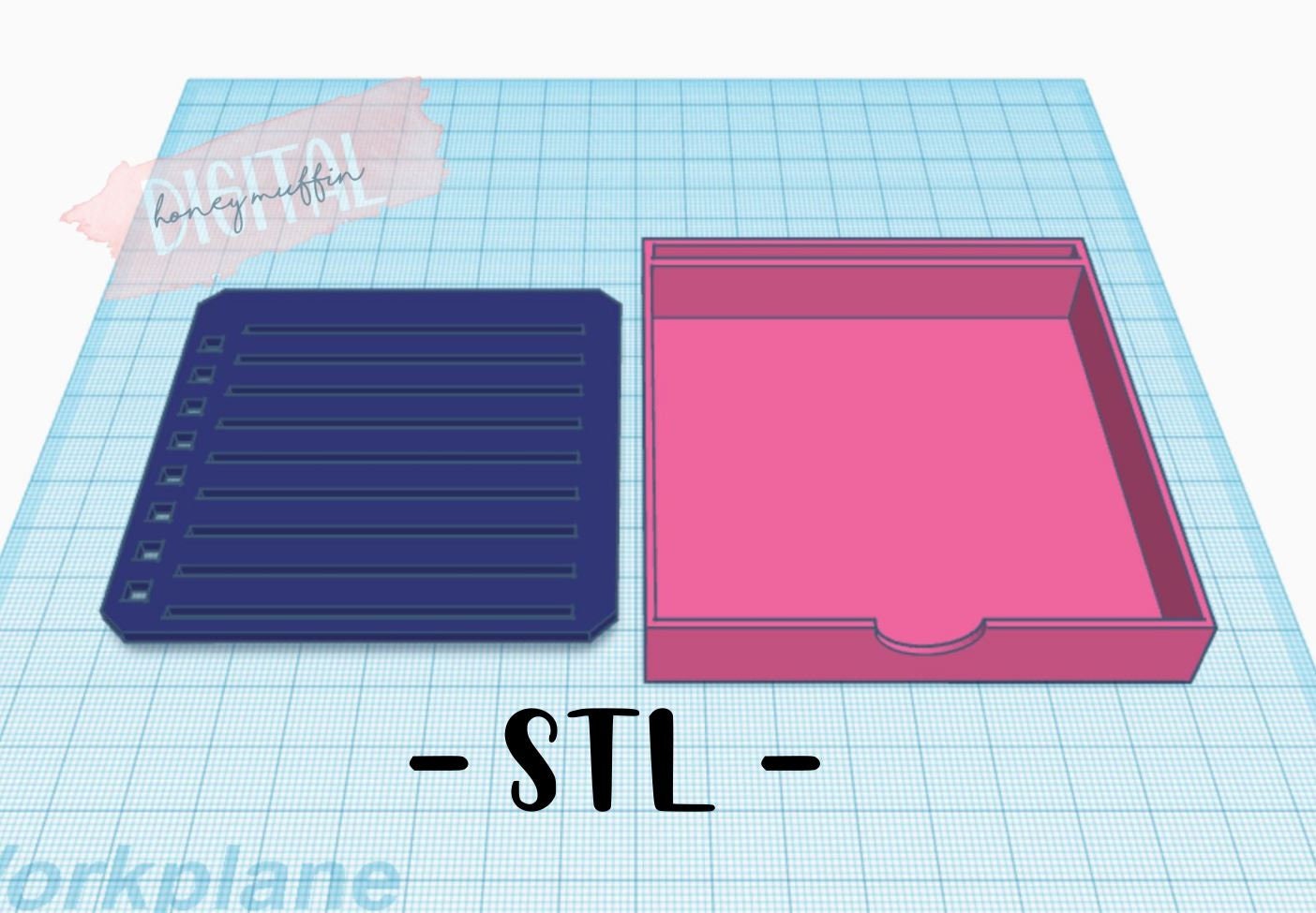 Sticky Note Holder with Stencil STL 3D Print File 3D Print | Etsy
