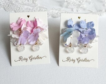 Monet Hortensie Ohrringe | Floral Stoff Kunst Ohrringe | Impressionist Malerei Schmuck | Künstlerisches Geschenk für sie | Rosengarten