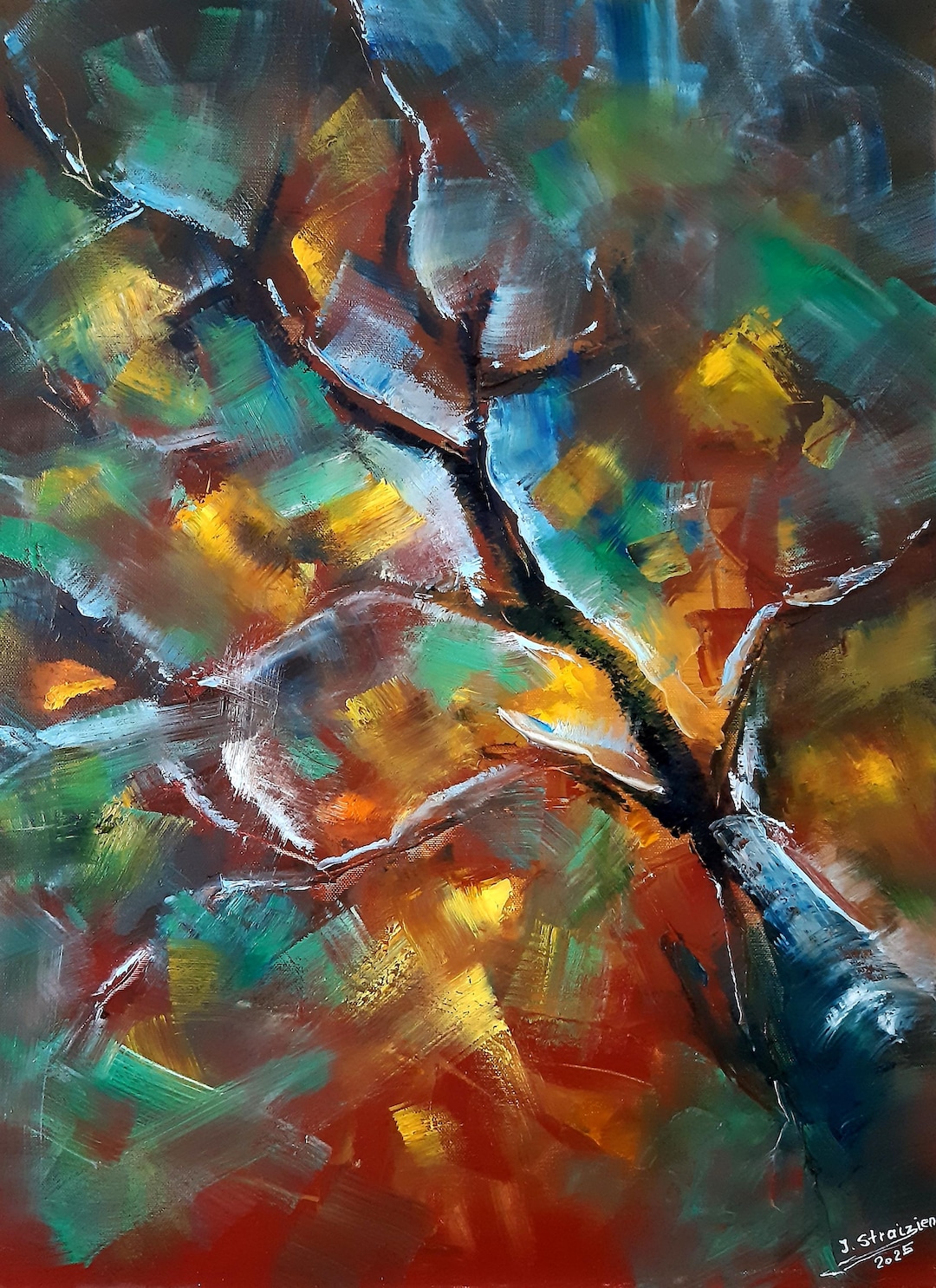 Original Abstract Trees Painting. Oil on Canvas. 51x76 Cm - Etsy