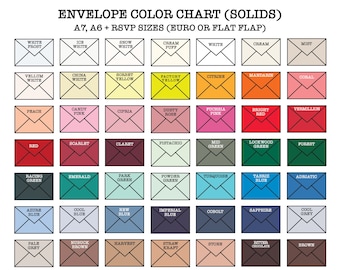 Colored Envelopes | Blank Colored Envelope Add-On, Euro Flap, A7, and A6 Size Options