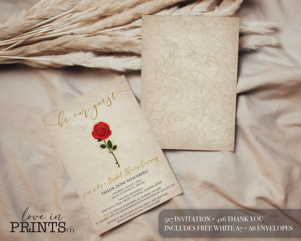 Be Our Guest Bridal Shower Invitation Thank You Beauty and - Etsy