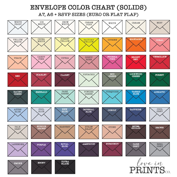 Colored Envelopes | Blank Colored Envelope Add-On, Euro Flap, A7, and A6 Size Options