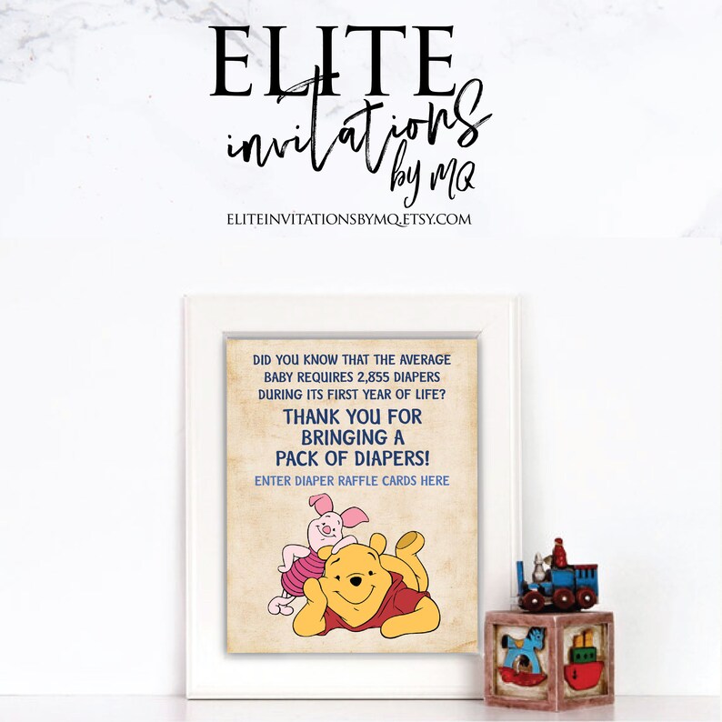 Winnie the Pooh Diaper Game Package Diaper Raffle Sign Baby Etsy