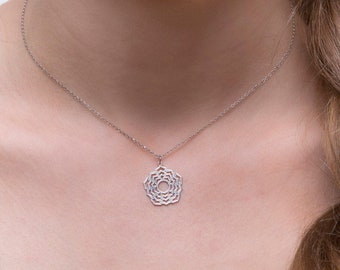 Crown Sahasrara Chakra Pendant Necklace in Silver