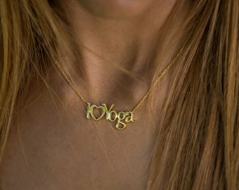 I Love Yoga Pendant Necklace in 925 Sterling Silver