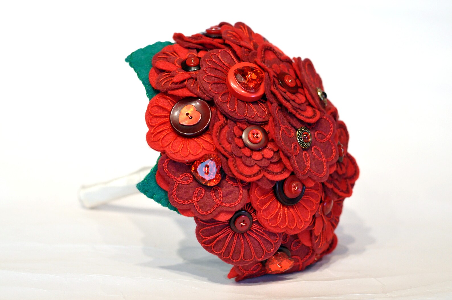 Red Felt Flower Button Bouquet / Wedding Flowers / Bridal Etsy