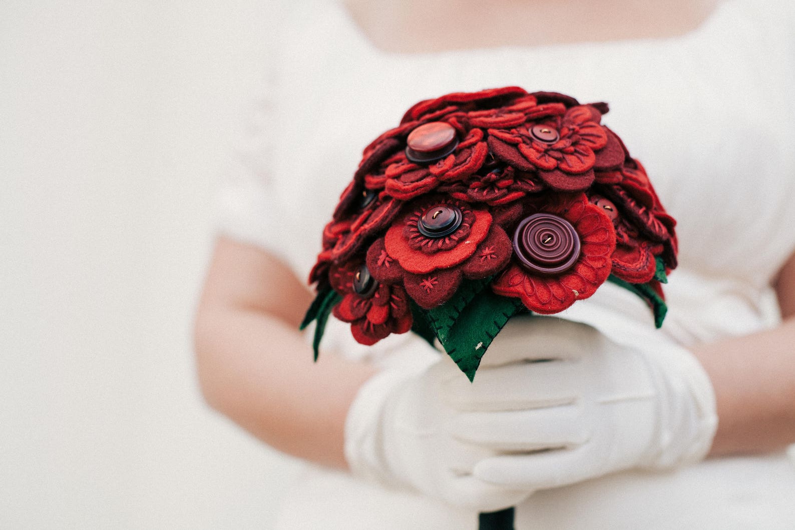 Red Felt Flower Button Bouquet / Wedding Flowers / Bridal Etsy