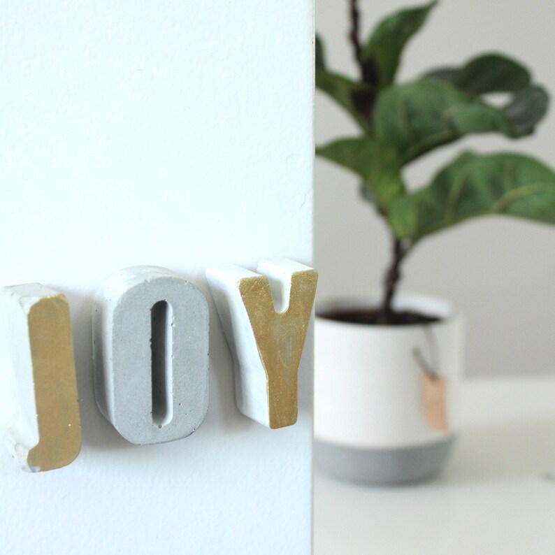 JOY Concrete letters word art concrete alphabet cement Etsy