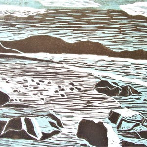 Coast and Sea Card, Welsh Coast, stationair, grote blanco kaart van originele houtsnede