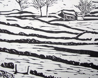 Winter Snow, Embossed Lino Cut, Limited Edition