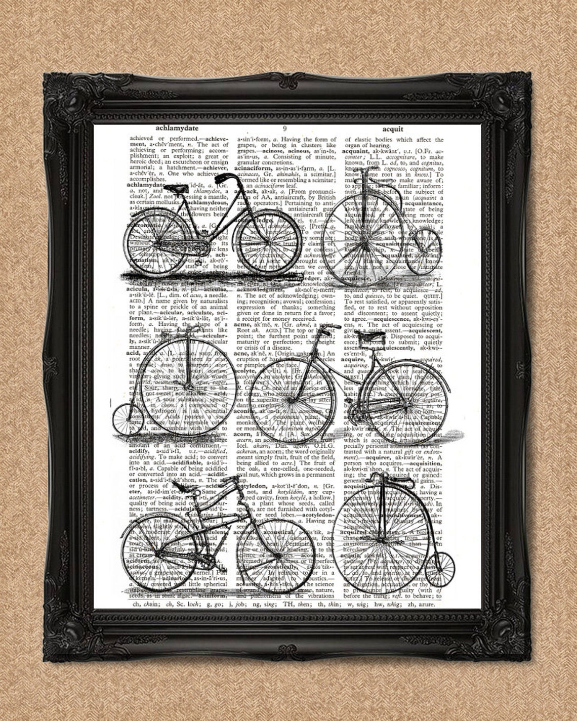 Bicycle Dictionary Print Vintage Art Dictionary Page of Bikes Etsy