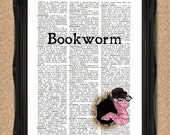 Bookworm Print on a Dictionary Page A084