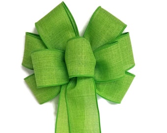 Wired Lime Green Linen Bow