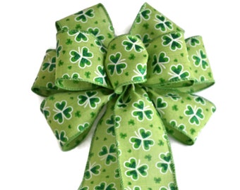 Wired St. Patrick's Day Bow with Glitter and Shamrocks