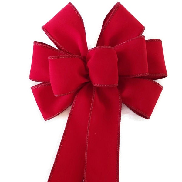 SMALL 5-6" Wired Red Velvet Christmas Bow - Indoor/Outdoor