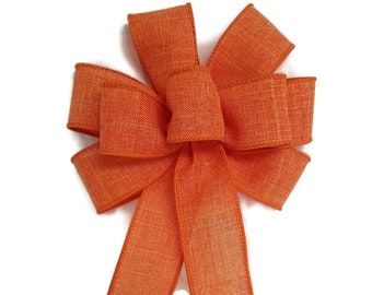 Small 5-6" Orange Linen Wired Bow