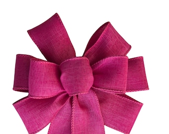 SMALL 6"  Bright Fuchsia Pink Bow - Handmade Bow - Wired Bow - Wreath Bow - Spring Bow - Easter Bow