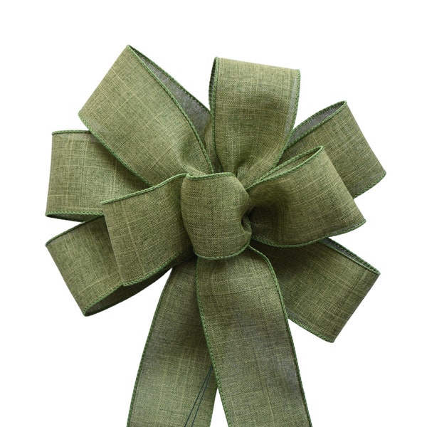 Moss Green Wired Linen Bow