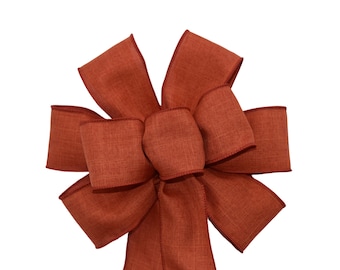 Small 5-6" Wired Rust Orange Linen Bow