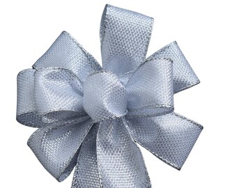 SMALL 6" Metallic Silver Christmas Bow - Handmade Bow - Wired Bow - Wreath Bow - Holiday Bow - Small Bow