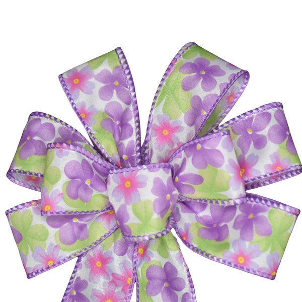 Small 5-6" Lavender Daisy Wired Wreath Bow