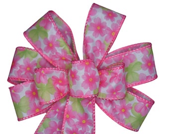 Small 5-6" Pink Daisy Wired Wreath Bow