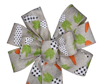 SMALL 6" Easter Carrot Wired Wreath Bow